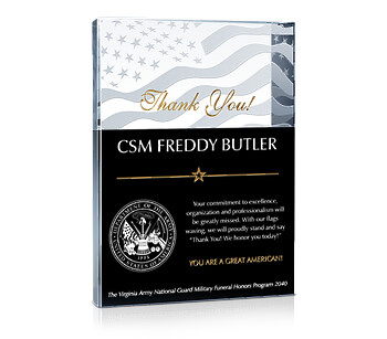 Thank You Soldier! Plaque