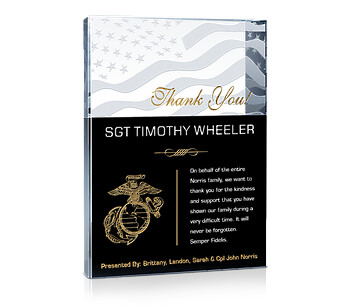 Thank You Marines! Plaque Thank You Marines! Plaque