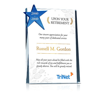 Star Retirement Gift Plaques