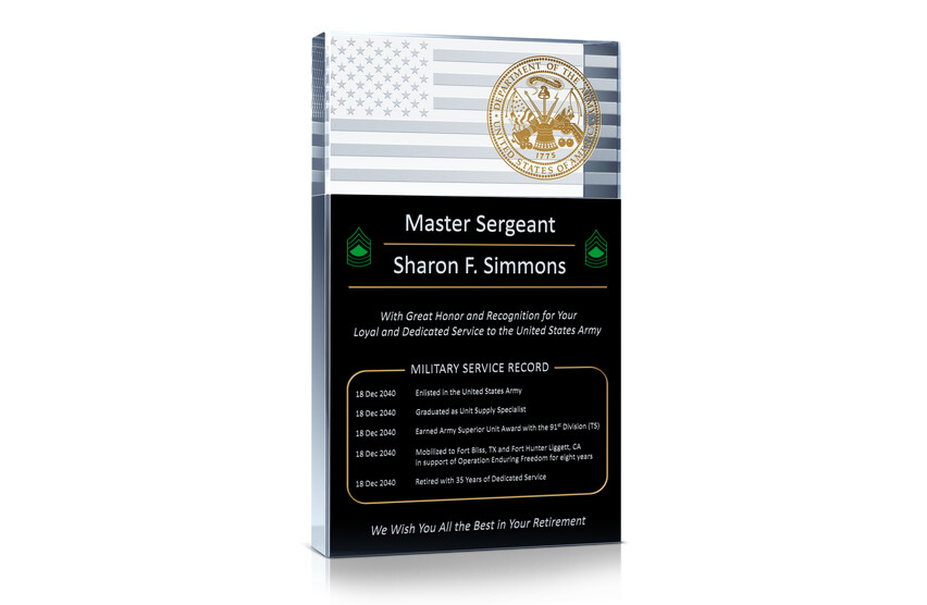 Army Retirement Plaque