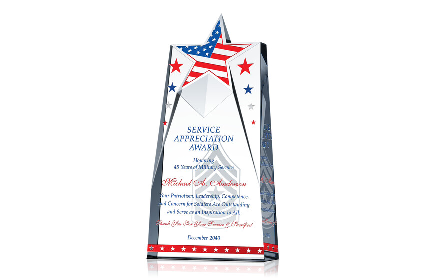 Military Service Appreciation Plaque Crystal Central
