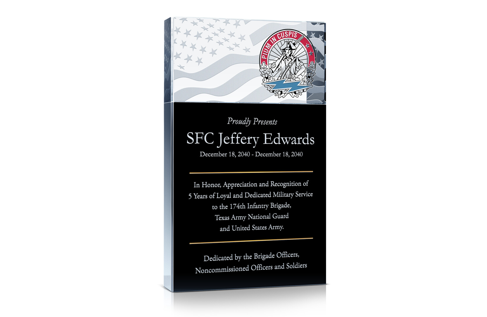 Military Appreciation Plaque Crystal Central