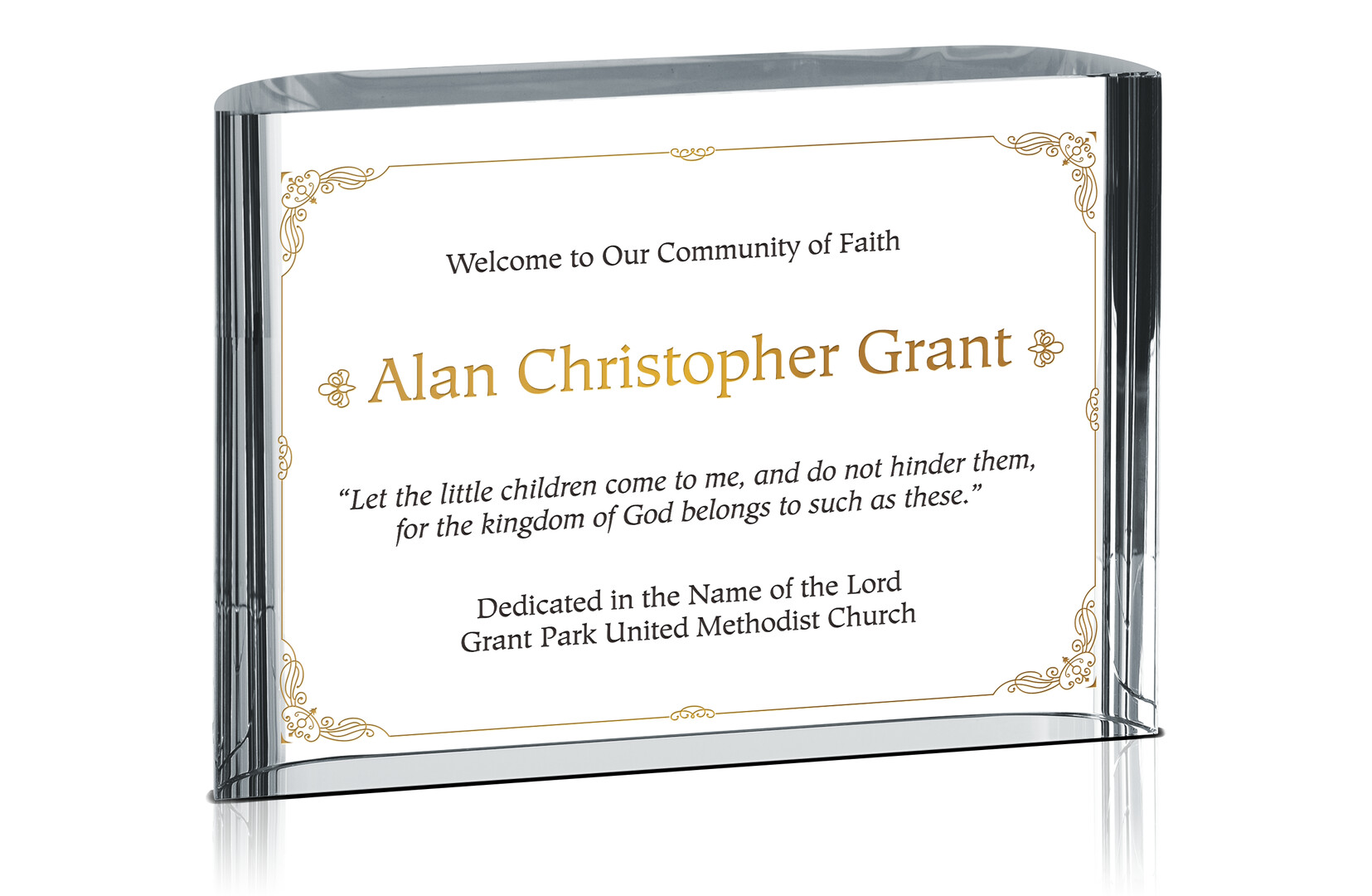Crystal Baby Dedication Certificate