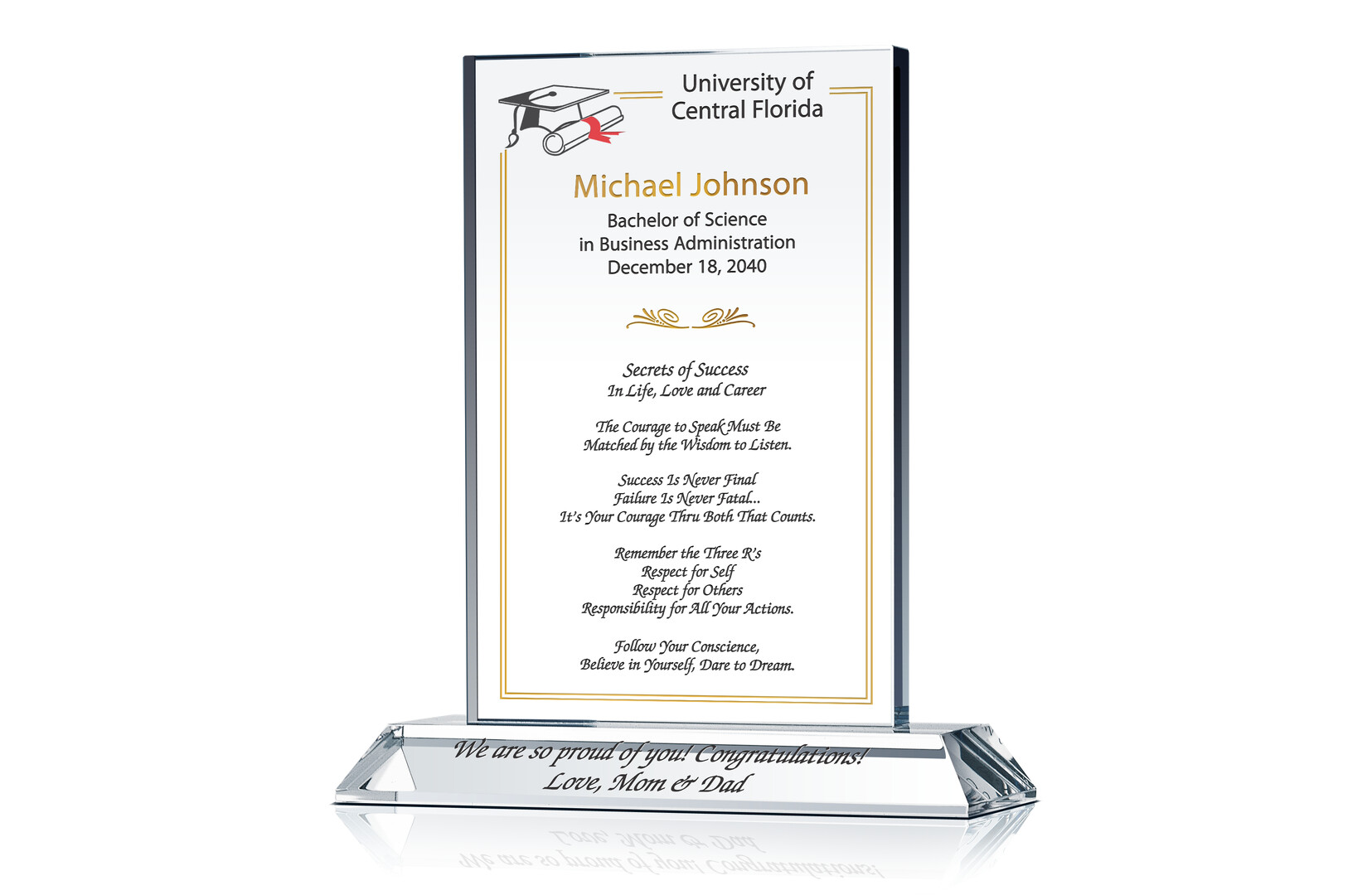 College Graduation Gift Plaque